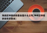 海南区块链创投基金是什么公司[海南区块链创业投资基金]